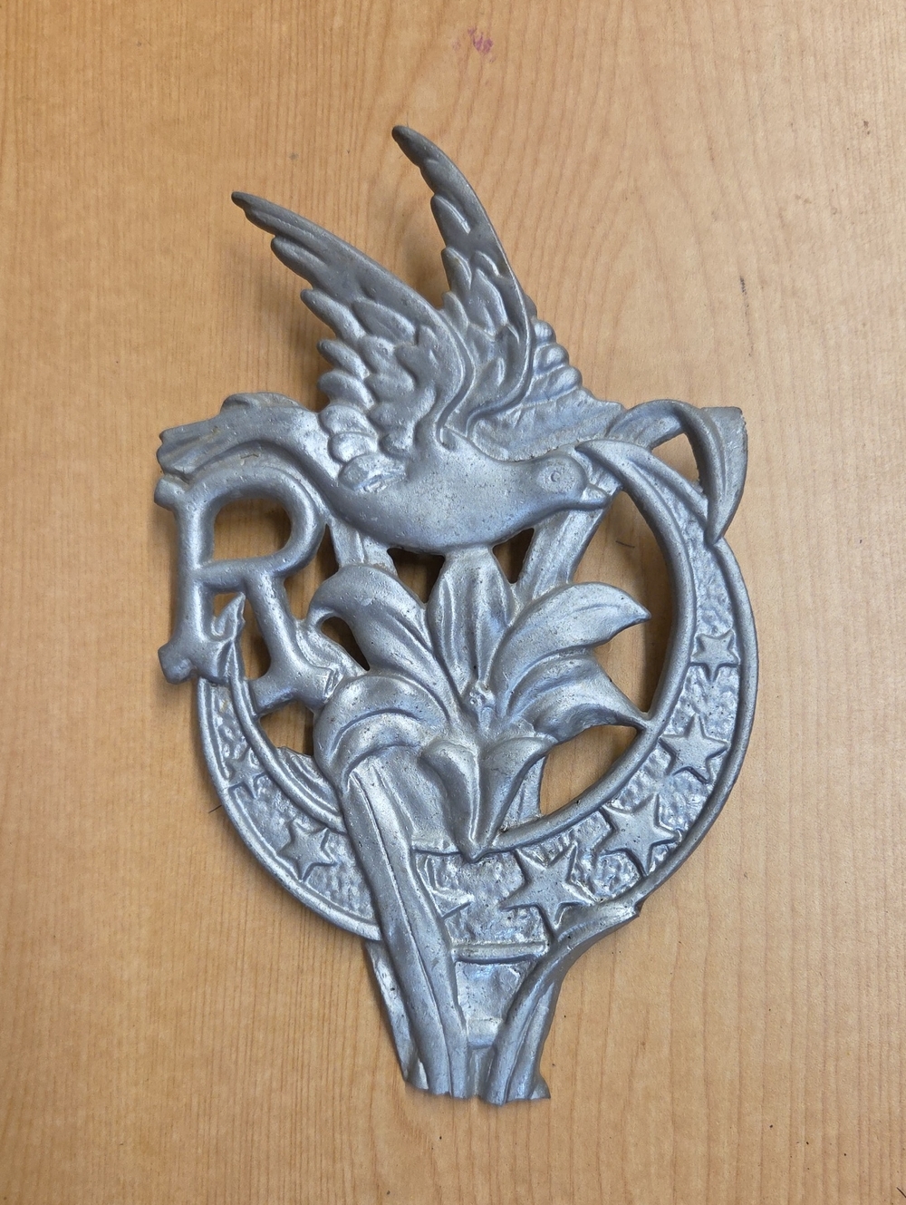 REBEKAH IOOF CAST METAL GRAVE MARKER Odd Fellows DOVE LILY MOON STARS